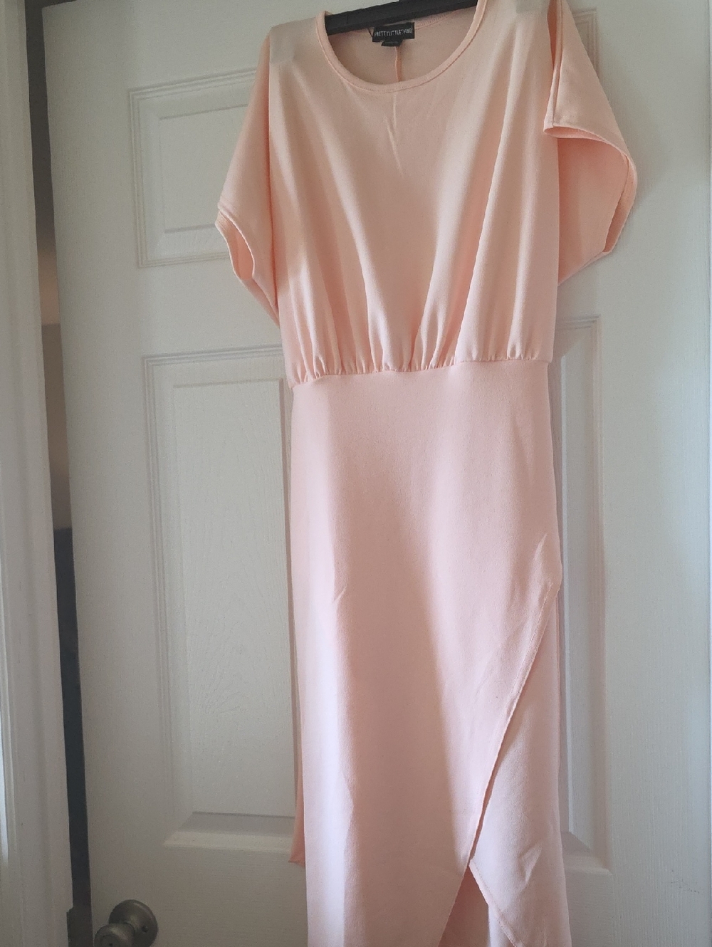 PrettyLittleThing Soft Blush Midi Dress with Elastic Waist